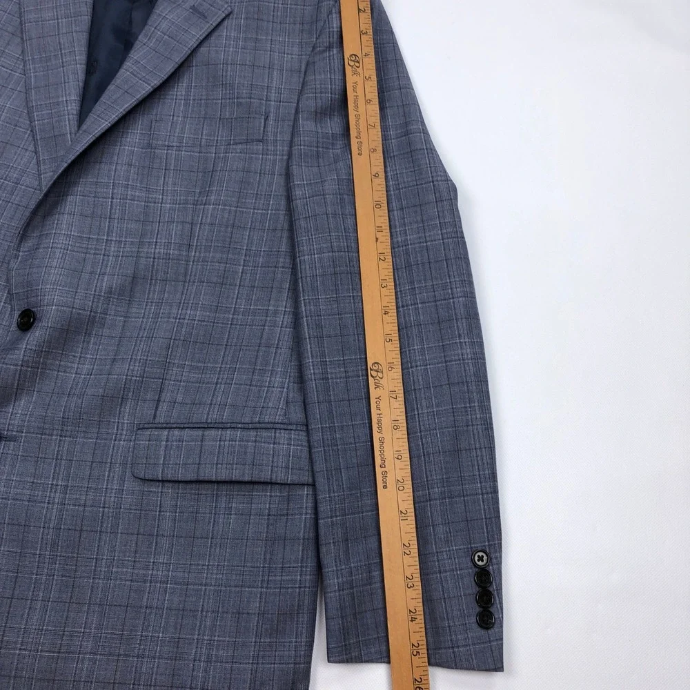 Ralph Lauren Mens Blue Glen Plaid 42R 32x30 Wool Blend Coat Jacket Pants Suit